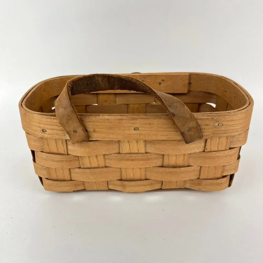 Peterboro Basket Co Small Storage Bicycle Basket with Leather Loop